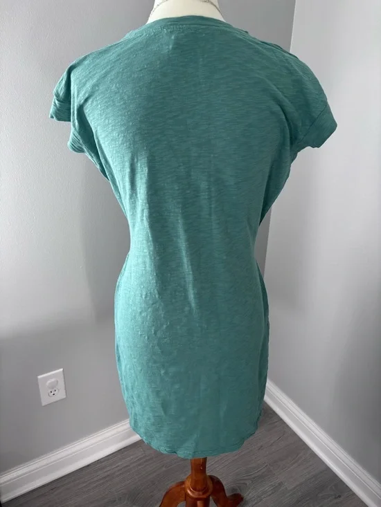 J. Crew Factory Teal Tie-Waist Cotton Dress - Picture 2 of 4